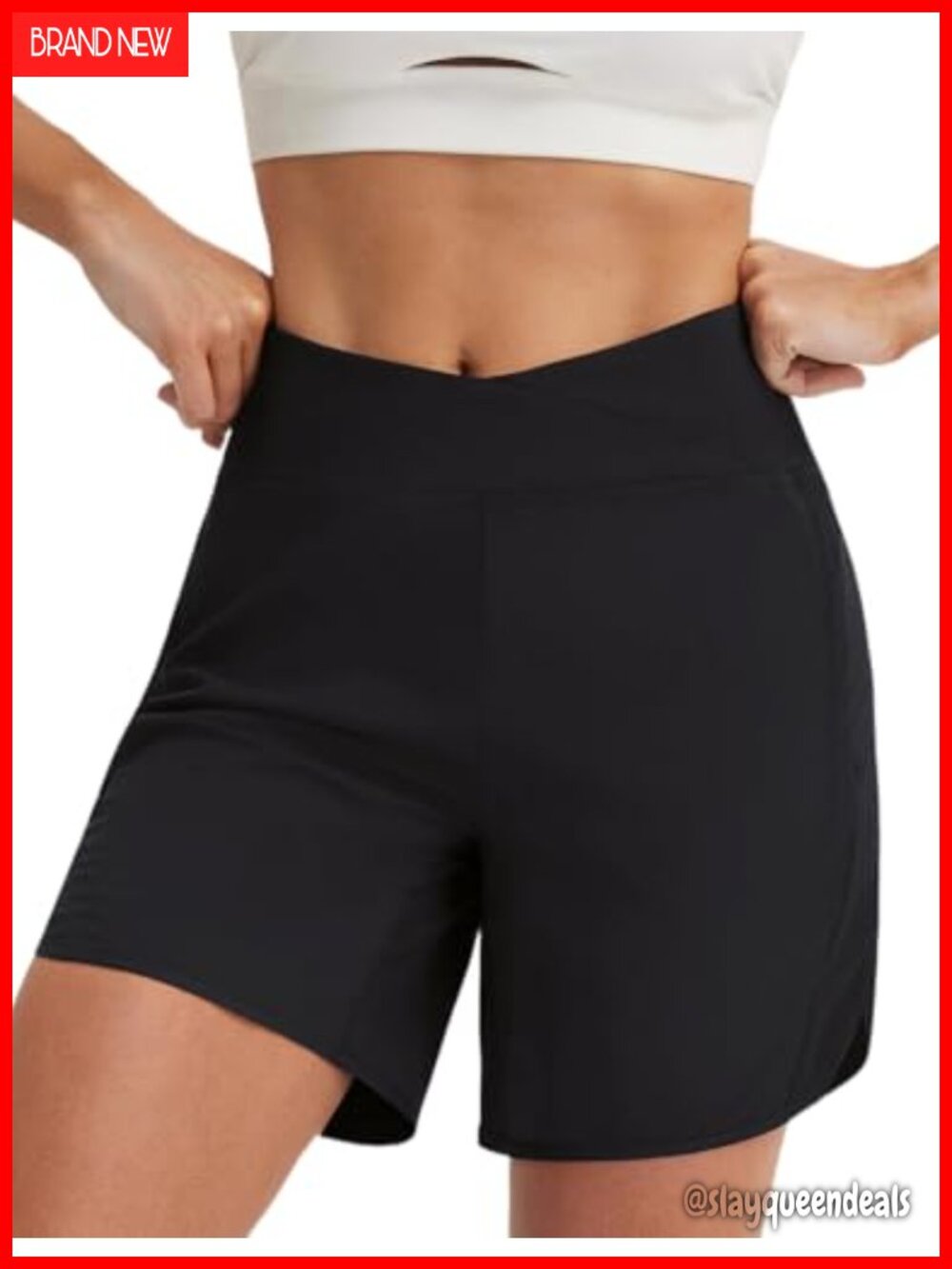 7 Inch Athletic Running Shorts Crossover High Waist Quick Dry UPF 50+ Zipper